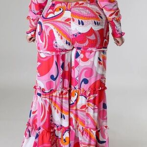 Vibrant Pink and Red Pants Set